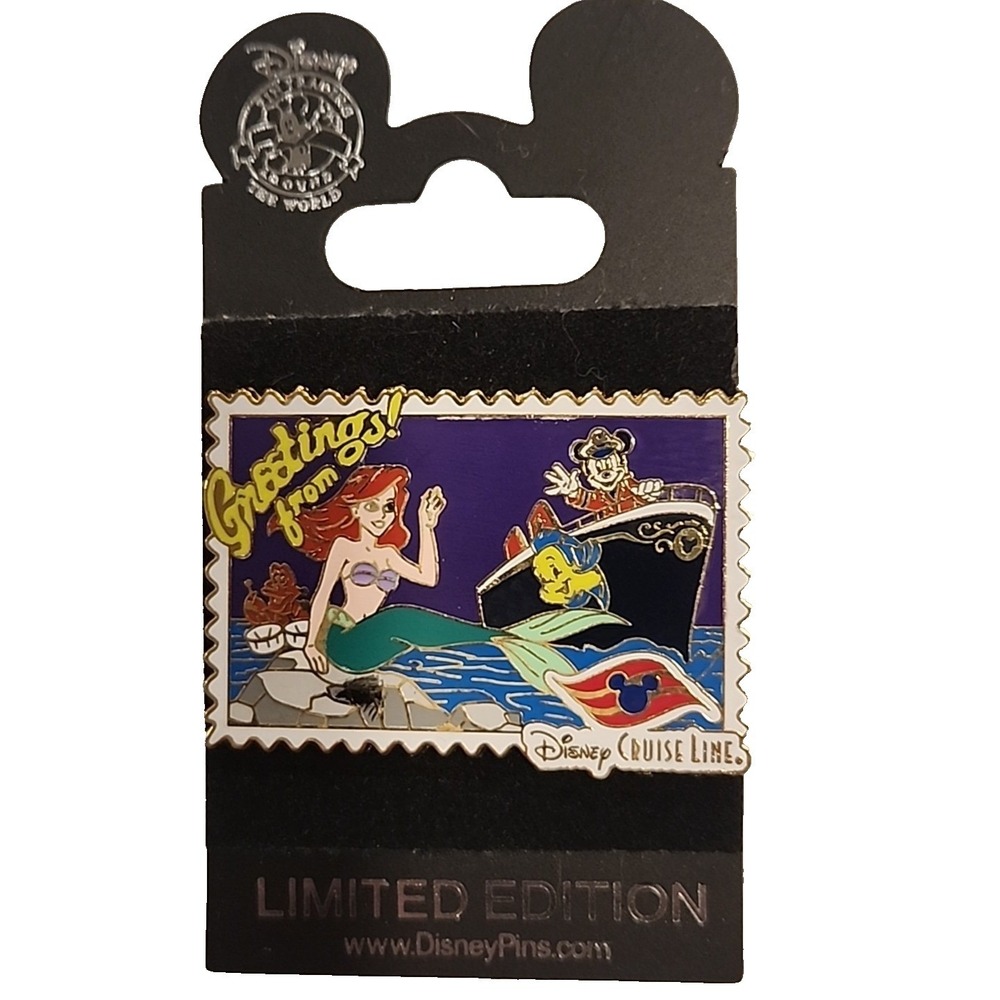 Disney Pin Ariel Little Mermaid Greetings Postcard Cruise Line DCL LE 750 56457